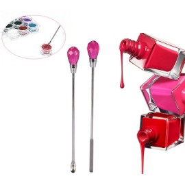 Nail Mix Spoon Stick Tool, 2 pcs Nail Art Stirring Rod Nail Spatula Picker Spoon Acrylic Gel Powder Mix Stick Stirring Rod Manicure Tool Set Nail Mix Spoon Stick Set Mixing Manicure Accessories (Red)