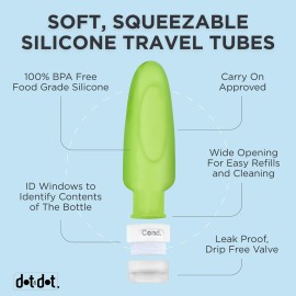 Dot&Dot Leak Proof Travel Bottles - TSA Approved 3oz Silicone Toiletries Travel Shampoo & Conditioner Containers with Labels