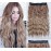 20 Inches Wavy Invisible Wire Hair Extensions with Adjustable Transparent Headband Brown Blonde Ombre Clip in Hairpiece for Women