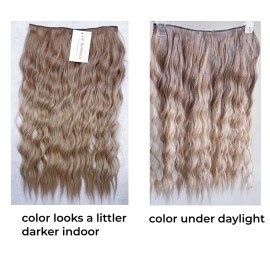 20 Inches Wavy Invisible Wire Hair Extensions with Adjustable Transparent Headband Brown Blonde Ombre Clip in Hairpiece for Women 20 Inches Wavy Invisible Wire Hair Extensions with Adjustable Transparent Headband Brown Blonde Ombre Clip in Hairpiece for Women