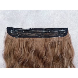 20 Inches Wavy Invisible Wire Hair Extensions with Adjustable Transparent Headband Brown Blonde Ombre Clip in Hairpiece for Women 20 Inches Wavy Invisible Wire Hair Extensions with Adjustable Transparent Headband Brown Blonde Ombre Clip in Hairpiece for Women