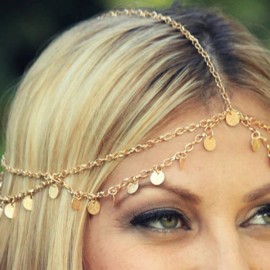 FXmimor Bridal Women Bohemian Head Chain Crystal Halloween Headpiece Wedding Hair Jewelry