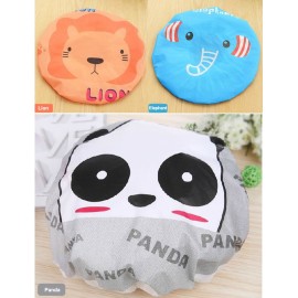 Fast and Good Cute Cartoon Waterproof Elastic Shower Cap Bath Cap for Women and Girls and Kids,Pack of 3 Pcs(Panda+Elephant+Lion)