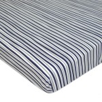 TL Care Fitted Mini Crib Sheet 24 x 38, Soft Breathable Neutral 100% Cotton Jersey Portable Sheet, Navy/Grey Funny Stripes, for Boys and Girls, Fits Most Pack N Play and Mini Crib Mattresses