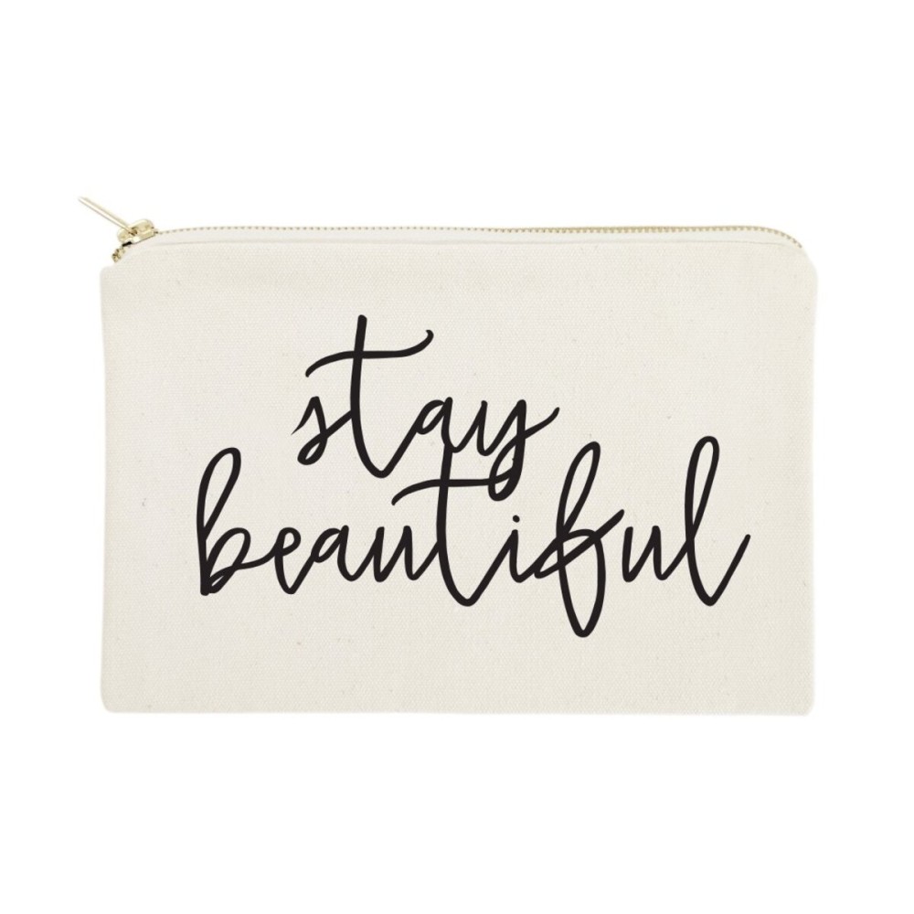 The Cotton & Canvas Co. Stay Beautiful Cosmetic Bag and Travel Make Up Pouch