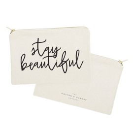 The Cotton & Canvas Co. Stay Beautiful Cosmetic Bag and Travel Make Up Pouch