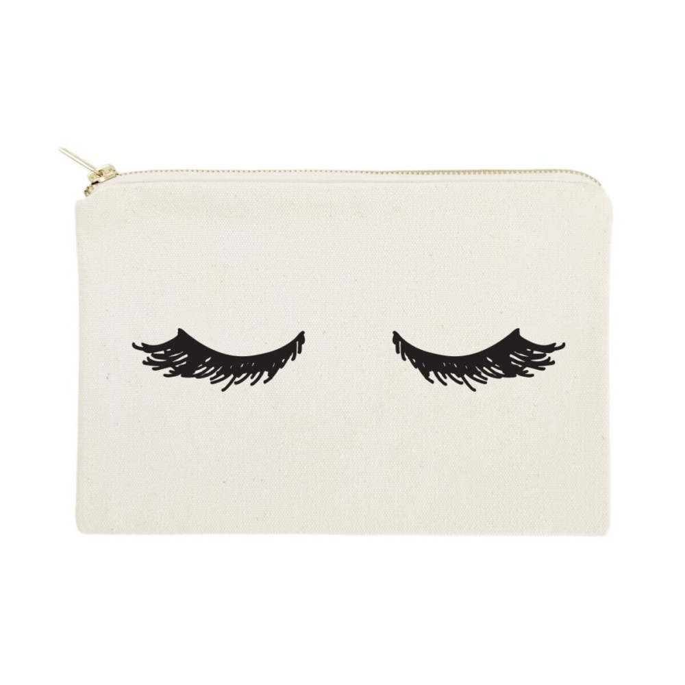 The Cotton & Canvas Co. Closed Eyelashes Cosmetic Bag and Travel Make Up Pouch The Cotton & Canvas Co. Closed Eyelashes Cosmetic Bag and Travel Make Up Pouch