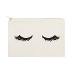 The Cotton & Canvas Co. Closed Eyelashes Cosmetic Bag and Travel Make Up Pouch