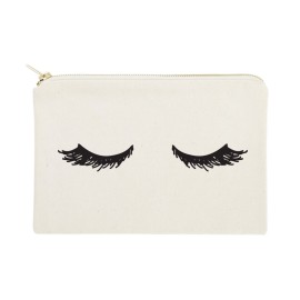 The Cotton & Canvas Co. Closed Eyelashes Cosmetic Bag and Travel Make Up Pouch
