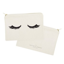 The Cotton & Canvas Co. Closed Eyelashes Cosmetic Bag and Travel Make Up Pouch The Cotton & Canvas Co. Closed Eyelashes Cosmetic Bag and Travel Make Up Pouch