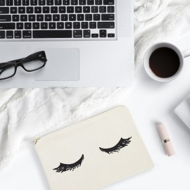 The Cotton & Canvas Co. Closed Eyelashes Cosmetic Bag and Travel Make Up Pouch The Cotton & Canvas Co. Closed Eyelashes Cosmetic Bag and Travel Make Up Pouch