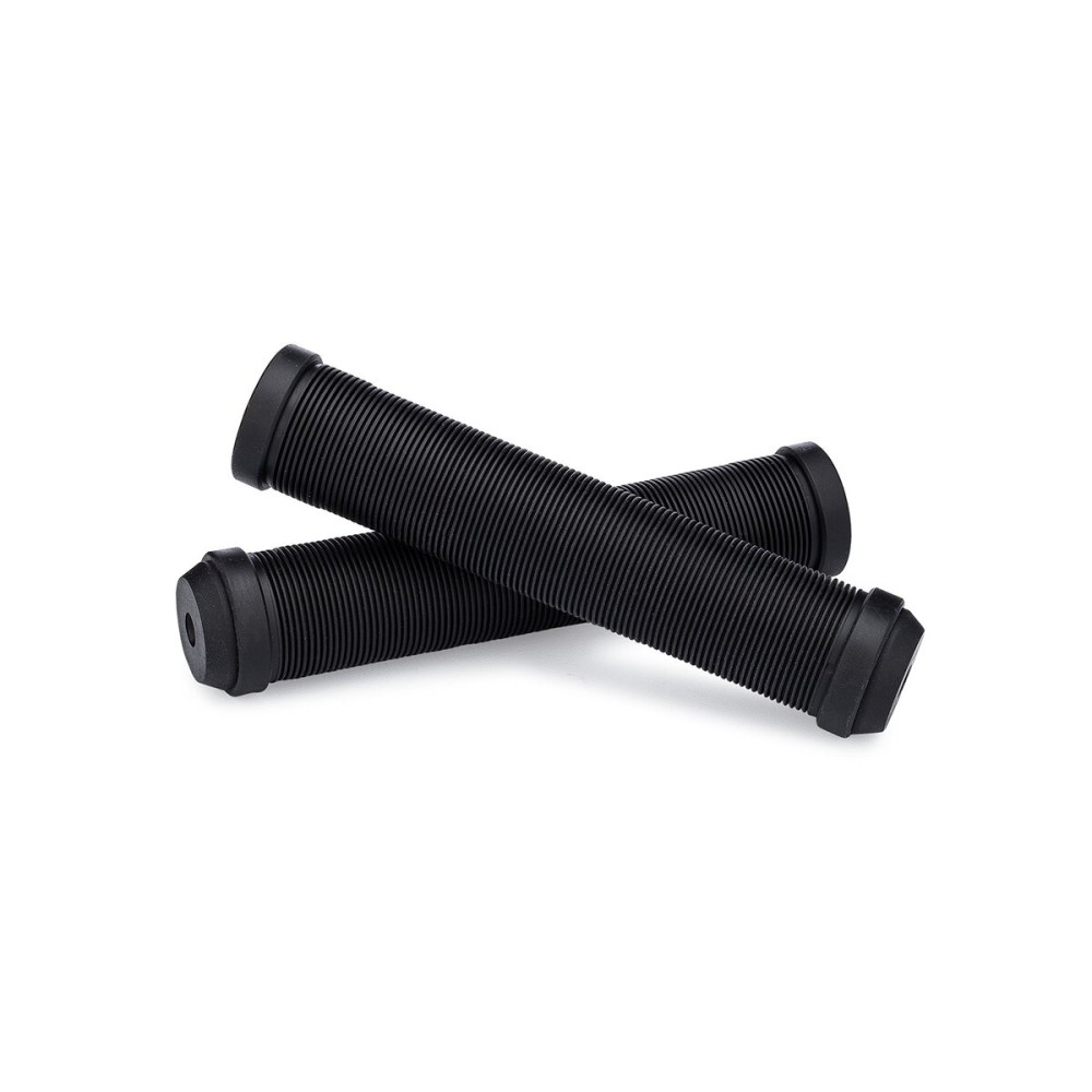 25NINE Ronin Grip Without Flange - Flangeless BMX Bike and Scooter Handlebar Grips with End Plugs - Black