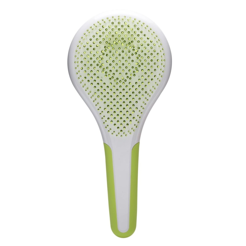 Michel Mercier Wet and Dry Hair Detangler - Soft Bristles Hair Brush - Anti-Slip Handle for Healthy, Shiny - Regular Hair - Green-White - 1 pc