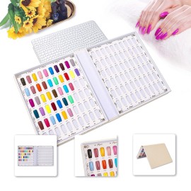 NMKL 120 Nail Color Chart Display Book for Nail Polish UV Gel Color Cards Nail Salon Tool with False Nail Tips (Black) (Silver)