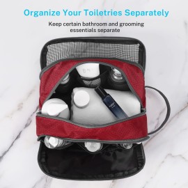 Gonex Travel Toiletry Bag Nylon, Dopp Kit Shaving Bag Toiletry Organizer Red