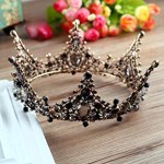 Jovono Baroque Black Crowns and Tiaras Rhinestone Bride Wedding Queen Crown Crystal Tiara for Women