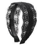 Fashion 2 Inch Wide Lace Headband Hair Band with Teeth for Women and Girls (Black)