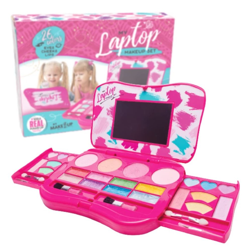 My First Makeup Set for Young Girls - Kids Vanity Kit With Mirror, Foldable Palette, Pink Washable Laptop Design - Gift for Little Girls and Toddlers My First Makeup Set for Young Girls - Kids Vanity Kit With Mirror, Foldable Palette, Pink Washable Laptop Design - Gift for Little Girls and Toddlers