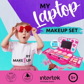My First Makeup Set for Young Girls - Kids Vanity Kit With Mirror, Foldable Palette, Pink Washable Laptop Design - Gift for Little Girls and Toddlers My First Makeup Set for Young Girls - Kids Vanity Kit With Mirror, Foldable Palette, Pink Washable Laptop Design - Gift for Little Girls and Toddlers