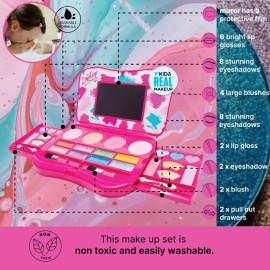 My First Makeup Set for Young Girls - Kids Vanity Kit With Mirror, Foldable Palette, Pink Washable Laptop Design - Gift for Little Girls and Toddlers My First Makeup Set for Young Girls - Kids Vanity Kit With Mirror, Foldable Palette, Pink Washable Laptop Design - Gift for Little Girls and Toddlers