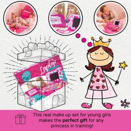 My First Makeup Set for Young Girls - Kids Vanity Kit With Mirror, Foldable Palette, Pink Washable Laptop Design - Gift for Little Girls and Toddlers My First Makeup Set for Young Girls - Kids Vanity Kit With Mirror, Foldable Palette, Pink Washable Laptop Design - Gift for Little Girls and Toddlers