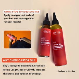 Original Chebe Hair Oil with Castor (8oz) - Made in USA Longer Thicker-Looking Hair with Rosemary - Authentic Chebe for All Hair Types Encourages Hair Retention for Lush, Vibrant Strands