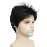 Lydell Men Wig Natural Short Straight Hair Synthetic Full Wigs (Natural Black)