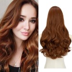 SARLA Clip in U Part Hair Extensions Synthetic Long Wavy Curly Thick Full Head Hairpiece for Women Light Auburn 24 Inch