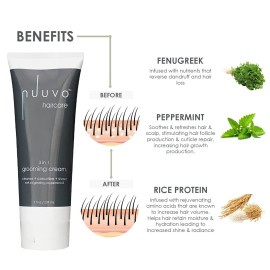 Nuuvo Haircare 3in1 Grooming Cream 7oz, Salon-Quality No Poo Lather Cleanser - Deep Conditioning Hair Treatment with Plant Extracts, Reverses Scalp Irritation & Dandruff, Plus Soothing Unisex Refreshi
