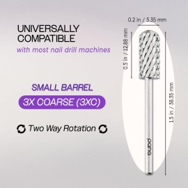 PANA 3/32 Small Smooth Round Top Safety Carbide Nail Drill Bit for Gel Polish & Acrylic Removal Nail Salon Manicure Pedicure Electric File Tools (Small Barrel - Silver, 3X Coarse) PANA 3/32 Small Smooth Round Top Safety Carbide Nail Drill Bit for Gel Polish & Acrylic Removal Nail Salon Manicure Pedicure Electric File Tools (Small Barrel - Silver, 3X Coarse)