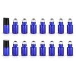 ZbFwmx 20 Pack Set 2ML(5/8 Dram) Micro Mini Glass Roll on Glass Bottles with Metal Roller Balls Refillable Slim Sample Vial Aromatherapy Essential Oil Roll On(2ML Blue)
