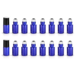 ZbFwmx 20 Pack Set 2ML(5/8 Dram) Micro Mini Glass Roll on Glass Bottles with Metal Roller Balls Refillable Slim Sample Vial Aromatherapy Essential Oil Roll On(2ML Blue)