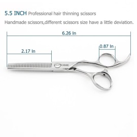 5.5 Barber Hair Thinning Scissors 440C Professional Thinning Shears Barber Shears 28 Teeth Convex Edge KINSARO