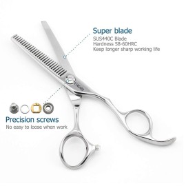 5.5 Barber Hair Thinning Scissors 440C Professional Thinning Shears Barber Shears 28 Teeth Convex Edge KINSARO
