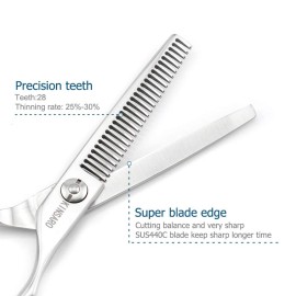 5.5 Barber Hair Thinning Scissors 440C Professional Thinning Shears Barber Shears 28 Teeth Convex Edge KINSARO