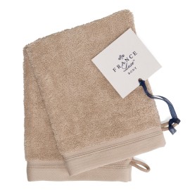 France Luxe Body French-Style Bath Mitt 2-Pack - Tan/Tan