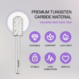 PANA 3/32 Large Smooth Round Top Safety Carbide Nail Drill Bit for Gel Polish & Acrylic Removal Nail Salon Manicure Pedicure Electric File Tools (Large Barrel - Silver, 3X Coarse)