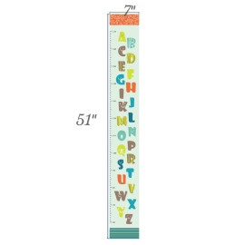 Wland 7 inches x 51 inches A to Z 26 Alphabets Letters Measurement Growth Chart Removable Vinyl Wall Decals Stickers for Children Room Nursery