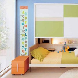 Wland 7 inches x 51 inches A to Z 26 Alphabets Letters Measurement Growth Chart Removable Vinyl Wall Decals Stickers for Children Room Nursery