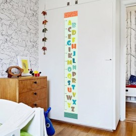 Wland 7 inches x 51 inches A to Z 26 Alphabets Letters Measurement Growth Chart Removable Vinyl Wall Decals Stickers for Children Room Nursery