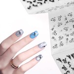 ALLYDREW 24 Sheets Black & White Flowers with Rhinestones Nail Stickers Set Nail Art