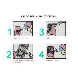 ALLYDREW 24 Sheets Black & White Flowers with Rhinestones Nail Stickers Set Nail Art