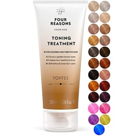 FOUR REASONS Toffee Toning Treatment - Color Depositing Conditioner for Color-Treated Hair - Semi Permanent Hair Toner, Vegan and Cruelty-Free (27 Shades), 6.76 fl oz FOUR REASONS Toffee Toning Treatment - Color Depositing Conditioner for Color-Treated Hair - Semi Permanent Hair Toner, Vegan and Cruelty-Free (27 Shades), 6.76 fl oz