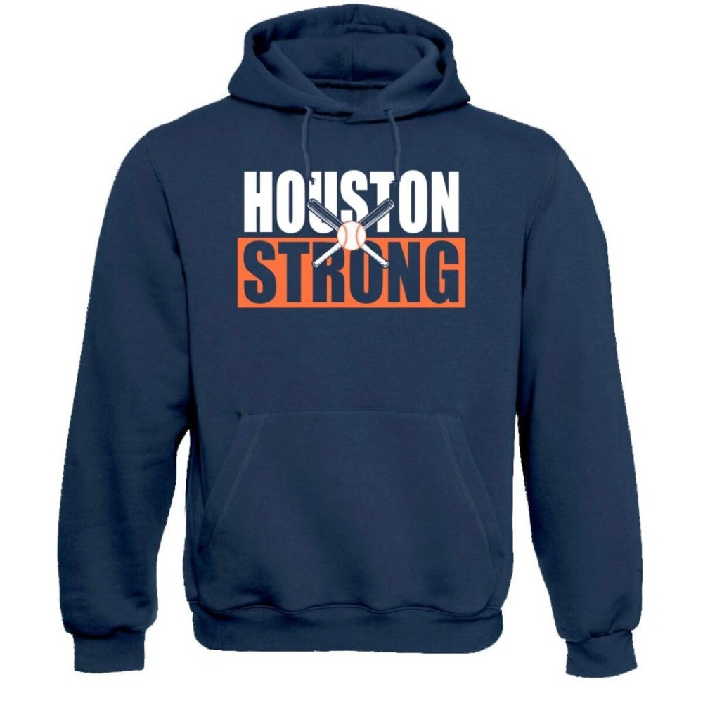 Xtreme Houston Strong Crossed Bats Hoodie Sweatshirt (Navy, M)