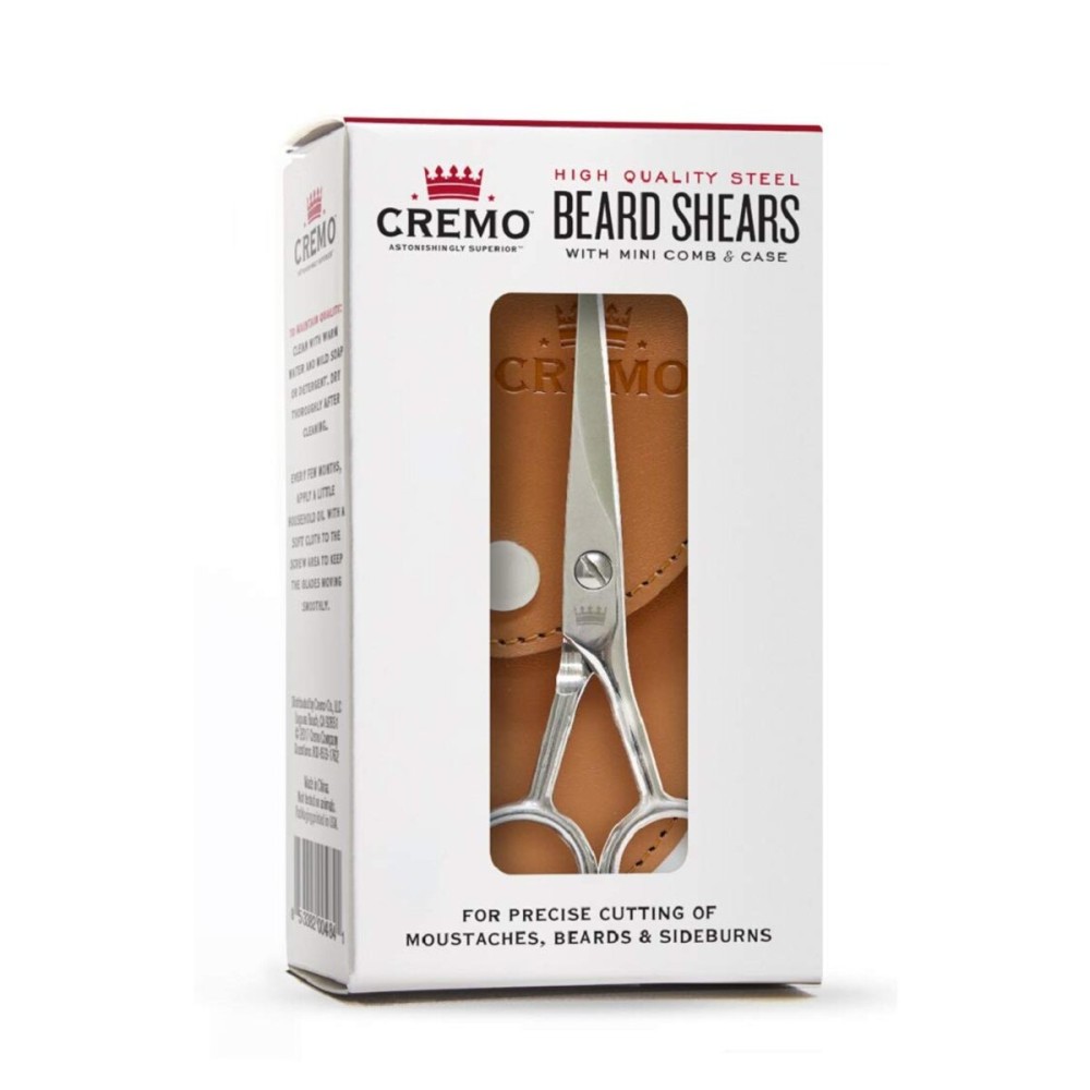 Cremo Beard Accessories, Beard and Mustache Stainless Steel Beard Shears with Synthetic Leather Carrying Case and Comb - Shape, Style And Groom Any Length Facial Hair Cremo Beard Accessories, Beard and Mustache Stainless Steel Beard Shears with Synthetic Leather Carrying Case and Comb - Shape, Style And Groom Any Length Facial Hair