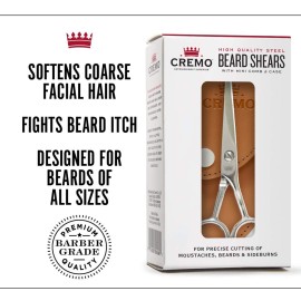 Cremo Beard Accessories, Beard and Mustache Stainless Steel Beard Shears with Synthetic Leather Carrying Case and Comb - Shape, Style And Groom Any Length Facial Hair Cremo Beard Accessories, Beard and Mustache Stainless Steel Beard Shears with Synthetic Leather Carrying Case and Comb - Shape, Style And Groom Any Length Facial Hair