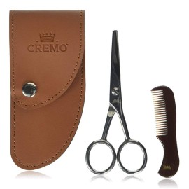 Cremo Beard Accessories, Beard and Mustache Stainless Steel Beard Shears with Synthetic Leather Carrying Case and Comb - Shape, Style And Groom Any Length Facial Hair Cremo Beard Accessories, Beard and Mustache Stainless Steel Beard Shears with Synthetic Leather Carrying Case and Comb - Shape, Style And Groom Any Length Facial Hair