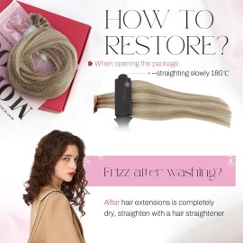 Moresoo U Tip Hair Extensions Light Brown With Platinum Blonde Highlights - Keratin Human Hair - UTip - 50G/50S Moresoo U Tip Hair Extensions Light Brown With Platinum Blonde Highlights - Keratin Human Hair - UTip - 50G/50S