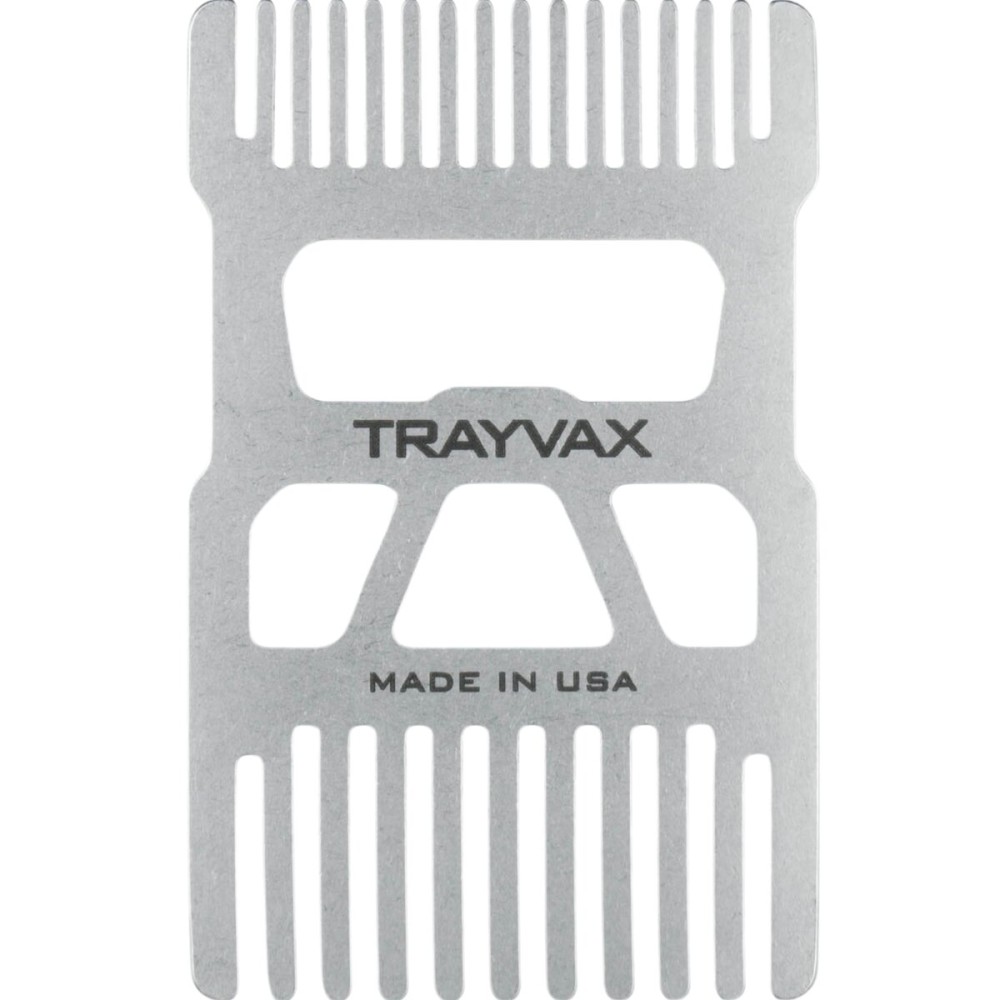 Trayvax Shift Wallet Comb, Wide Tooth Comb for Beard and Hair with Bottle Opener, RFID Protection, Stainless Steel, Silver