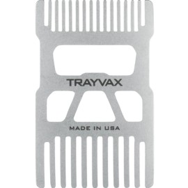 Trayvax Shift Wallet Comb, Wide Tooth Comb for Beard and Hair with Bottle Opener, RFID Protection, Stainless Steel, Silver